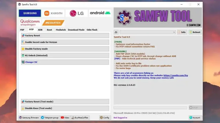 Download SamFW Tool V4.9 Latest Version – Samsung FRP Free Tool