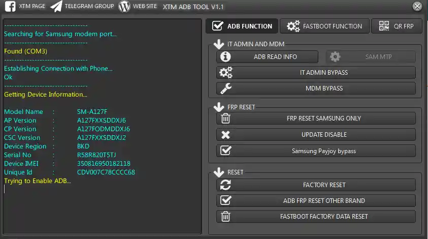 XTM ADB Tool v1.1 Download Free – MDM & IT Admin Bypass 1 xtm adb tool